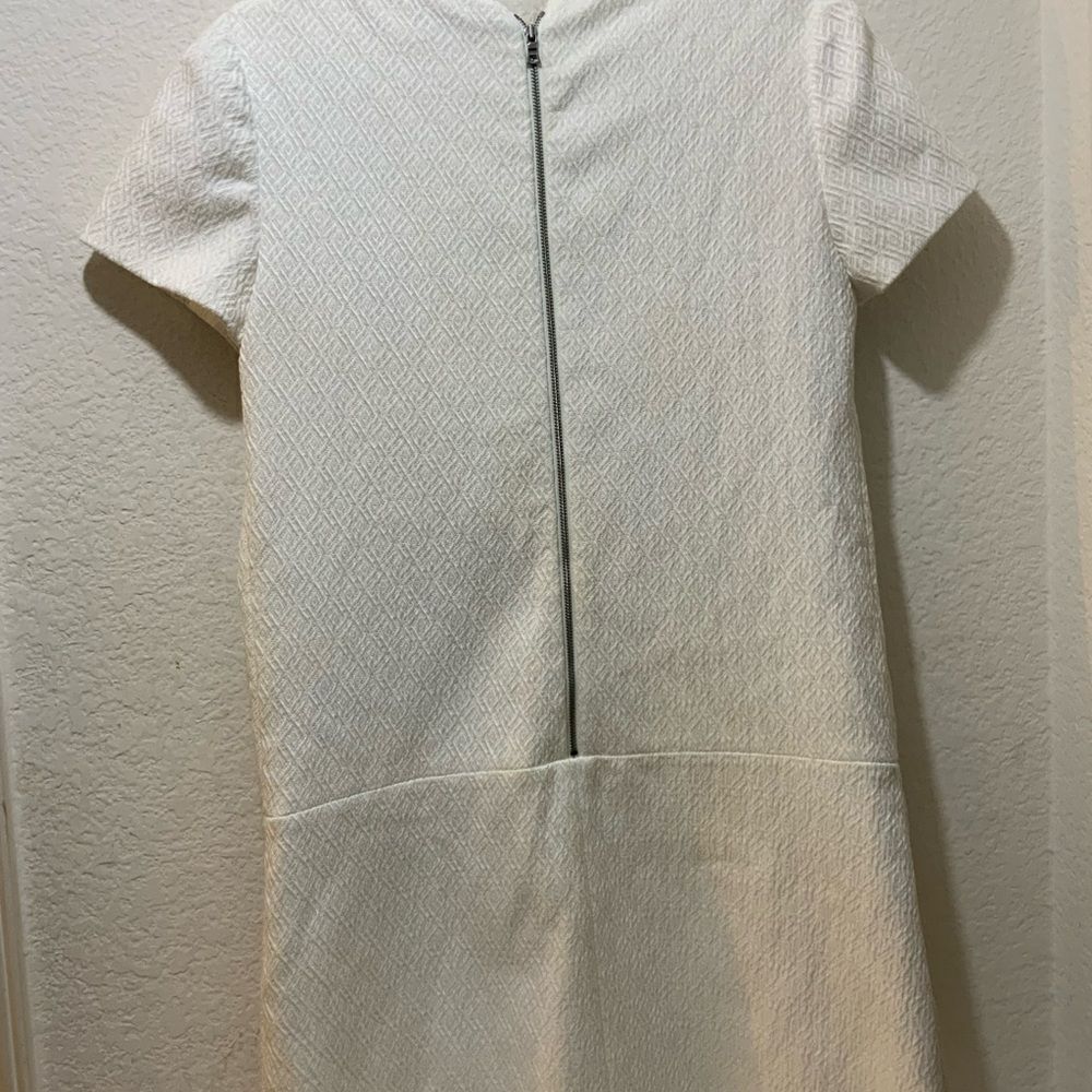Alice + Olivia Size 6 Liv Drop Waist Capped Sleeve White Textured Mini Dress - Picture 6 of 10